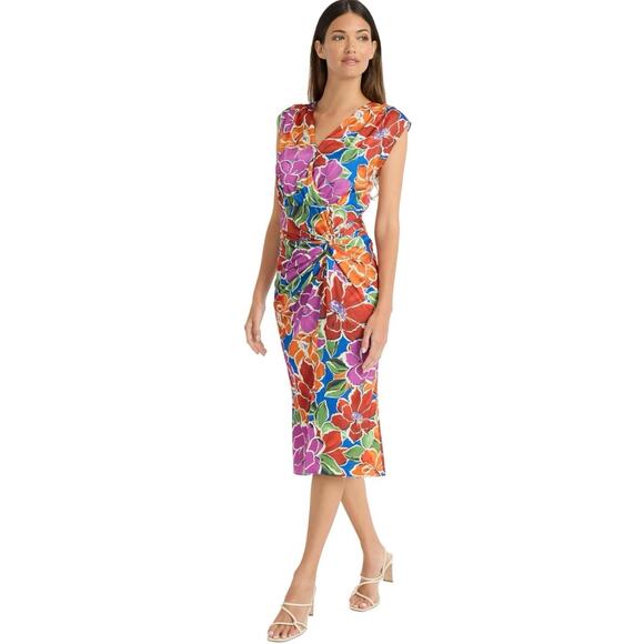NEW! Maggy London Women's Sleeveless Midi Floral Dress V-Neck Size‎ 6 Wedding - Picture 12 of 12
